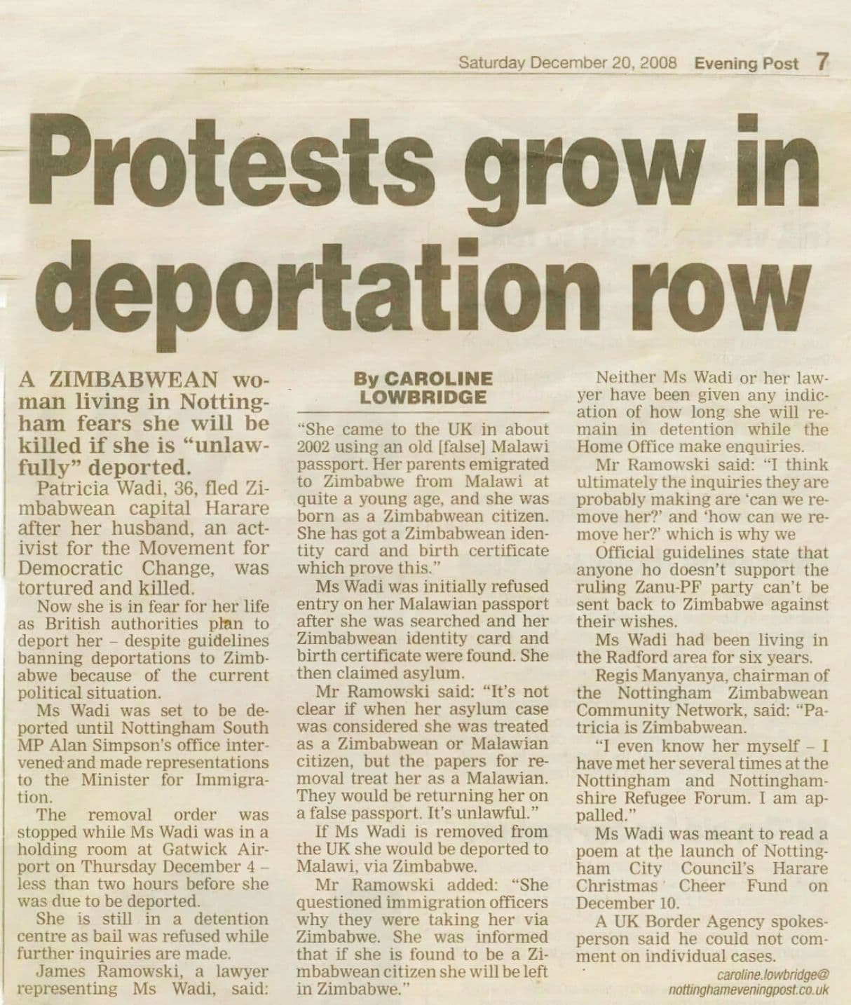 Protests grow in deportation row - Nottingham Evening Post